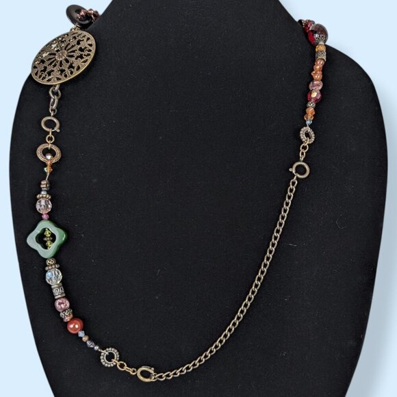 V. Brass Tone Beaded Adjustable Necklace - Picture 4 of 5
